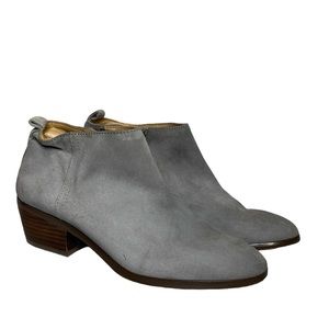 J. Crew Gray Suede Ankle Boots Womens Size 7.5 Heel Zip Up Shoes Booties